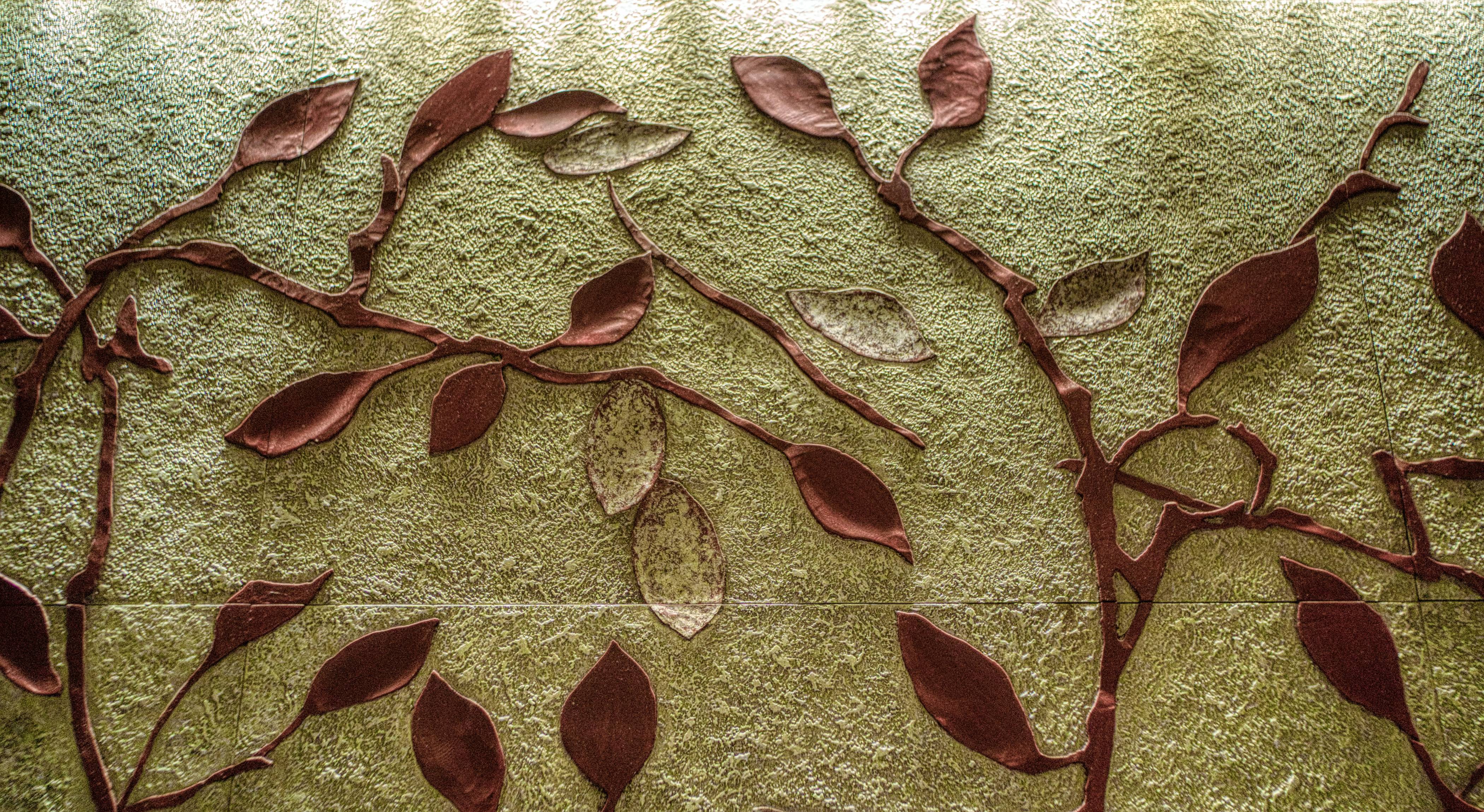 brown leaves on white sand