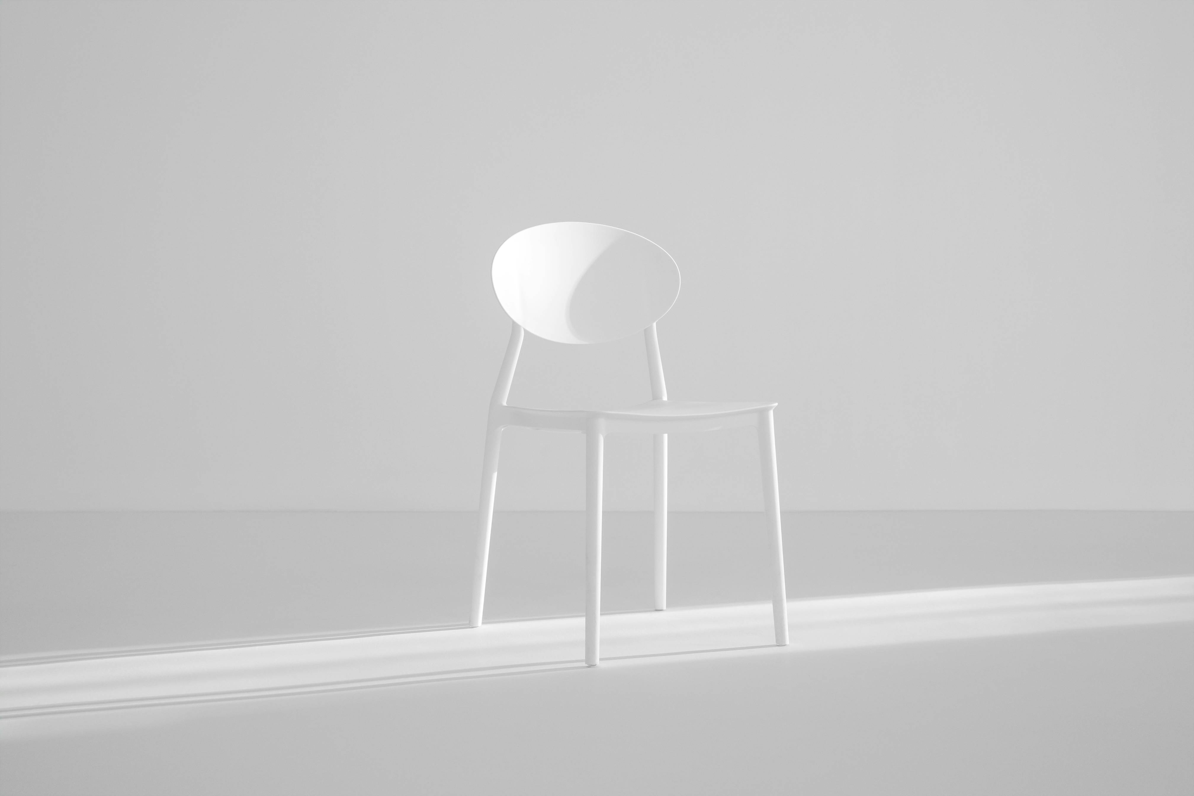 white metal chair