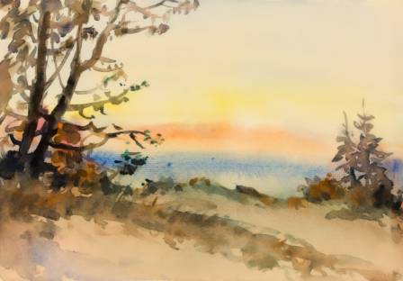 Painting a Bold Desert Sunset in Watercolor